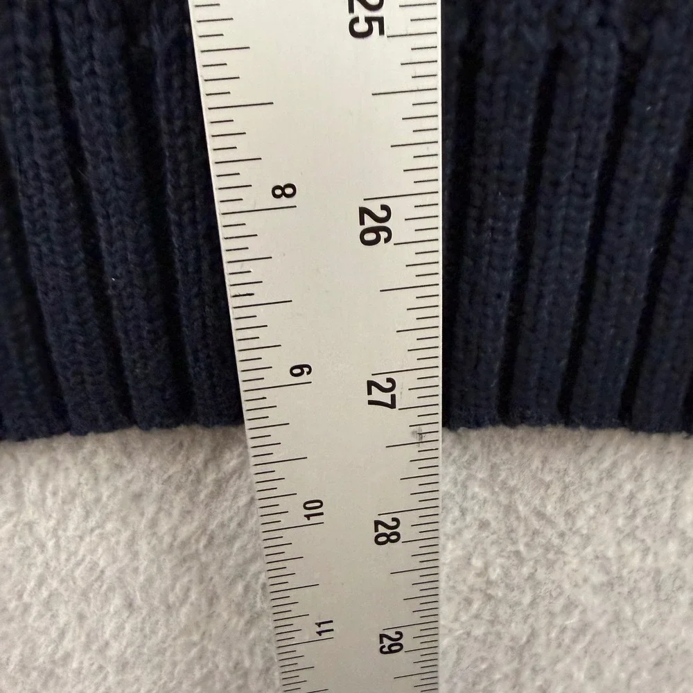 J.Crew Cable Knit Sweater Mens XL Chunky Heavy y2k preppy Navy Blue Cotton 12298